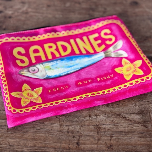 Pink and Yellow Makeup Bag Cosmetic Pouch Striped Statement Bags - Picture 6 of 6